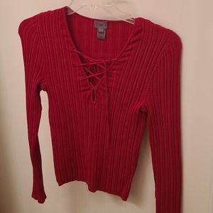 Saks 5th Avenue 5/48 silk sweater true red M